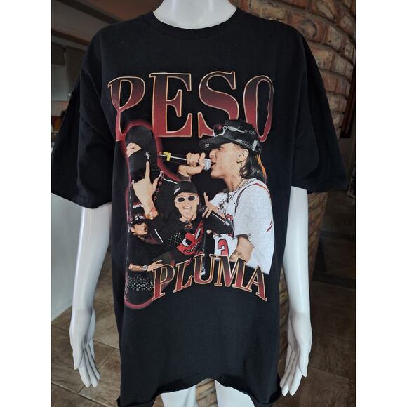 Peso Pluma Graphic T-Shirt Men’s 2XL Black Concert Style Tee Heavyweight Mint - Picture 4 of 6
